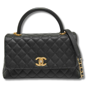 Chanel Black Caviar Leather Coco Top Handle Bag