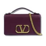 Valentino Garavani V Logo Chain Grain Calfskin Small Bag