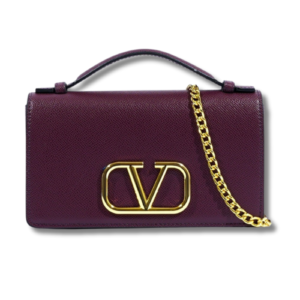 Valentino Garavani V Logo Chain Grain Calfskin Small Bag