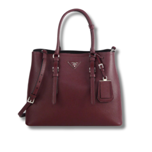 Prada Saffiano Cuir Medium Double Bag in Red